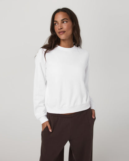 Vuori Sedona Seams Crew Women's White Fleece Sweatshirt