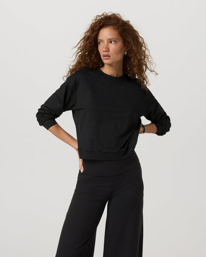 Vuori Halo Modern Crew Women's Black Heather Sweatshirt