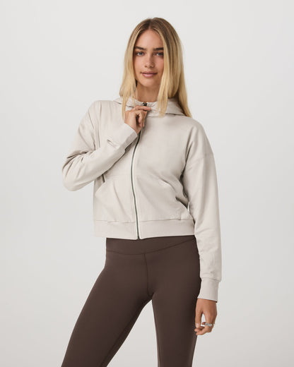 Vuori Halo Full Zip Hoodie Women's Ecru Heather Hoodie