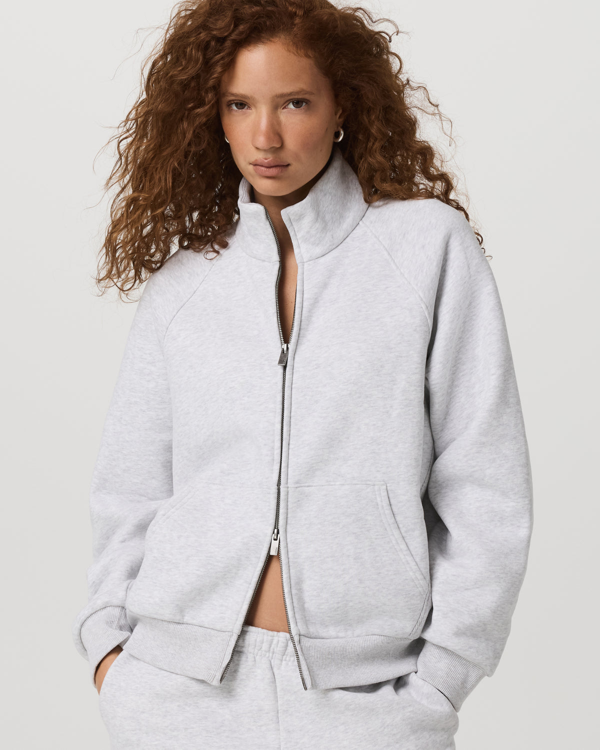 Vuori Restore Double Zip Sweatshirt Pale Grey Heather Full-Zip