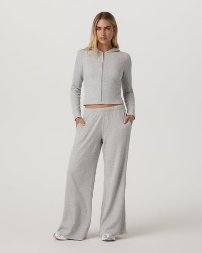 Vuori Waffle Full Zip Hoodie Women's Light Grey Hoodie