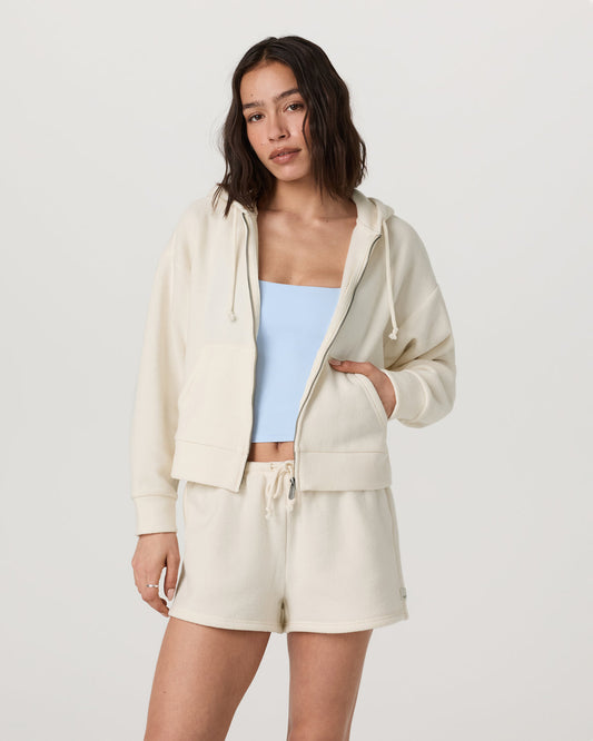 Vuori Beach Fleece Zip Up Women's Natural Full-Zip Hoodie
