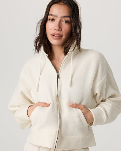 Vuori Beach Fleece Zip Up Women's Natural Full-Zip Hoodie