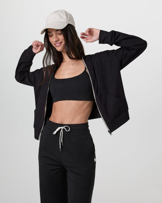 Vuori Halo Modern Full Zip Hoodie Solid Black
