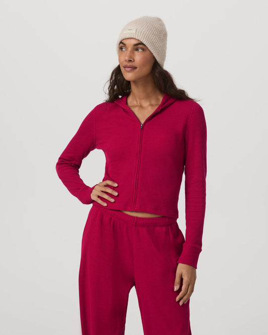 Vuori Waffle Full Zip Hoodie Women's Strawberry Hoodie