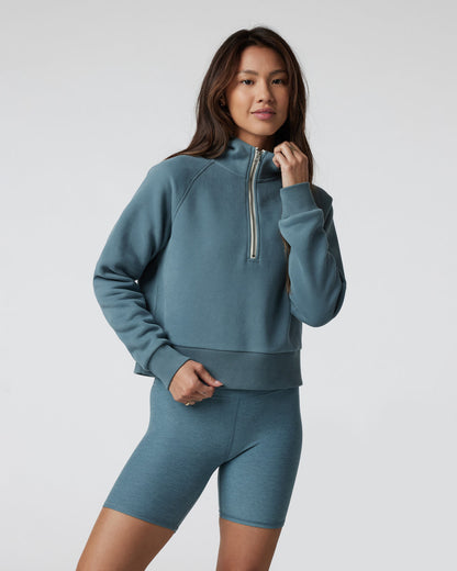 Vuori Restore Half Zip Hoodie Women's Smoke Blue Hoodie