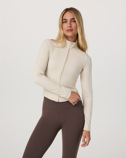 Vuori Vuori AllTheFeels™ Full Zip Women's Bone Fitness Jacket