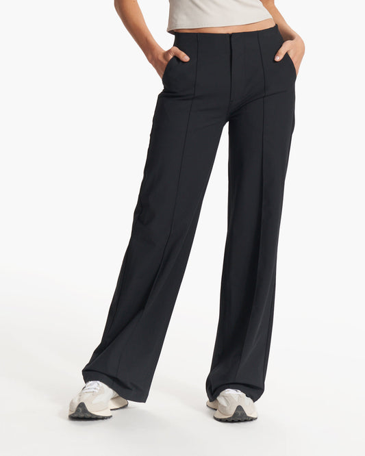 Vuori Women's Meta Wideleg Black Tailored Pants