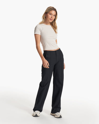 Vuori Women's Meta Wideleg Black Tailored Pants