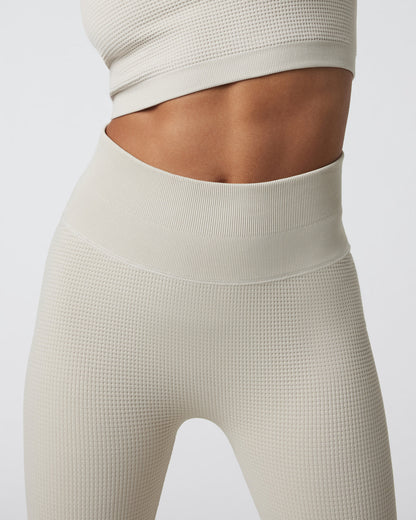 Vuori Waffle Seamless Legging Ecru High Rise Leggings