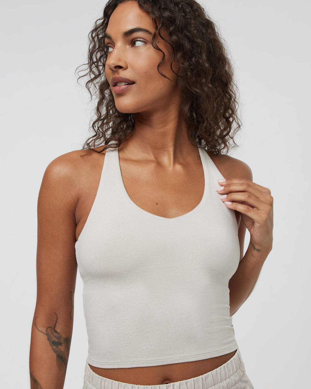 Vuori Halo Performance Crop 2.0 Ecru Heather Tank