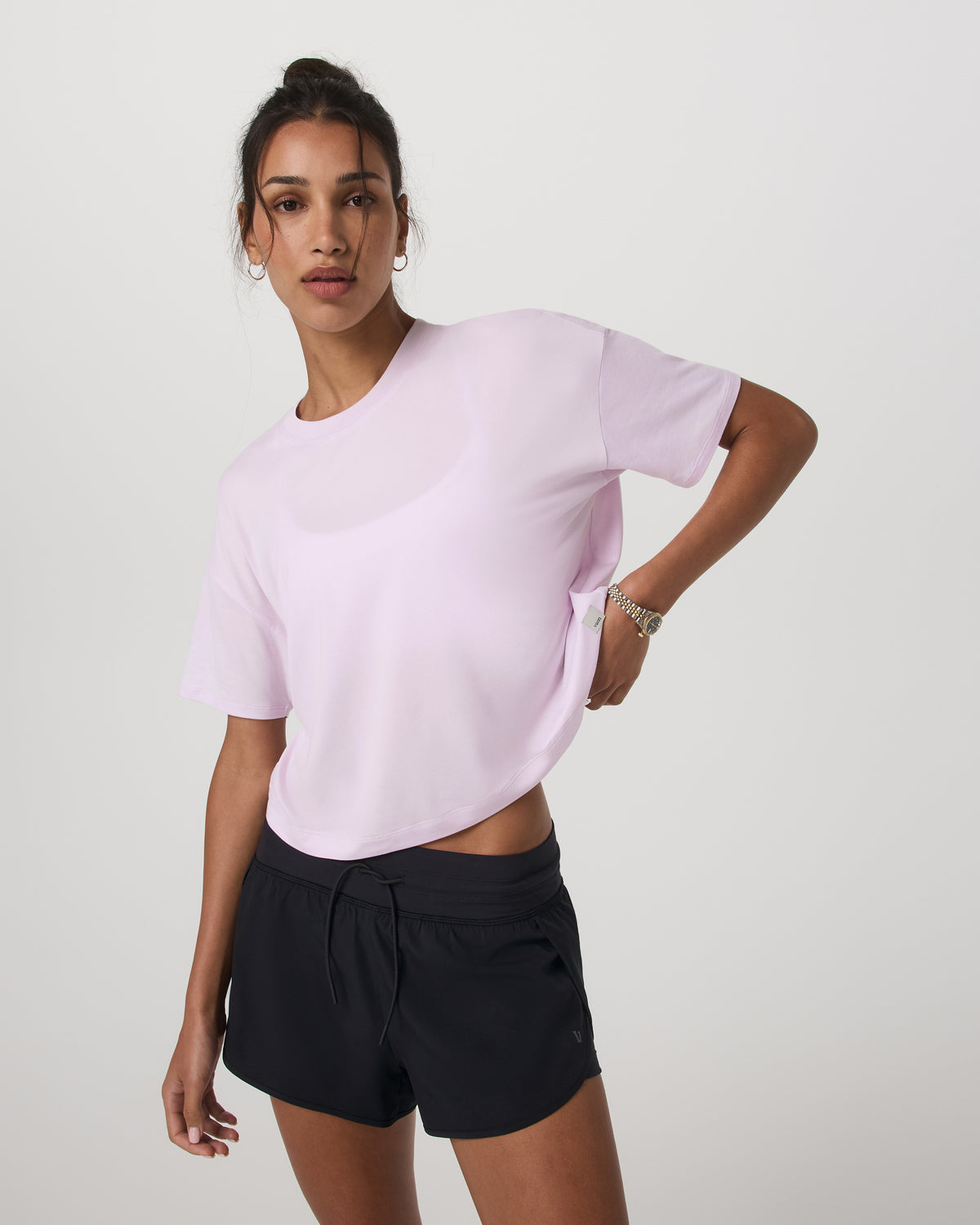 Vuori Energy Tee Women's Lilac Breeze Heather Oversized Shirt
