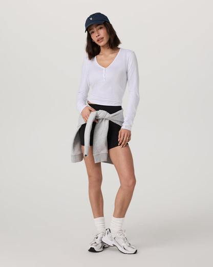 Vuori Long Sleeve Tuvalu Henley Women's White Shirt