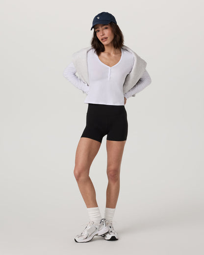 Vuori Long Sleeve Tuvalu Henley Women's White Shirt