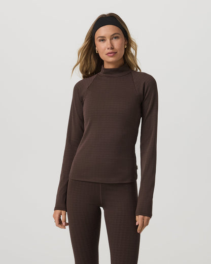 Vuori Long Sleeve Chilled Out Houndstooth Mock Java Houndstooth
