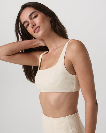 Vuori Micro Houndstooth Bra Women's Sports Bra in Natural