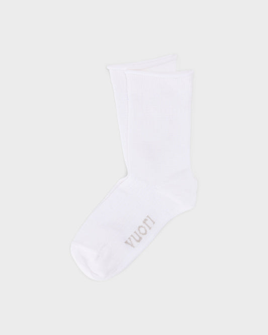 Vuori Quarter Crew Pointelle Sock Stylish White Socks