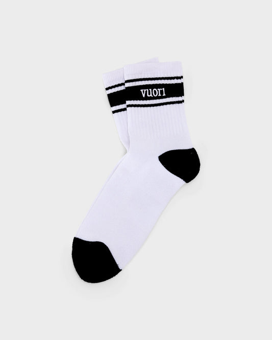 Vuori Half Crew Stripe Novelty Sock Black & White Stripe Socks