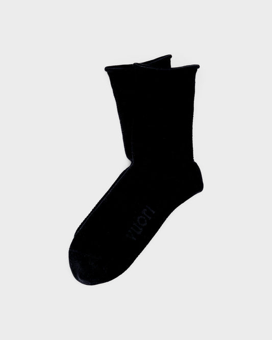 Vuori Quarter Crew Pointelle Sock Stylish Black Socks