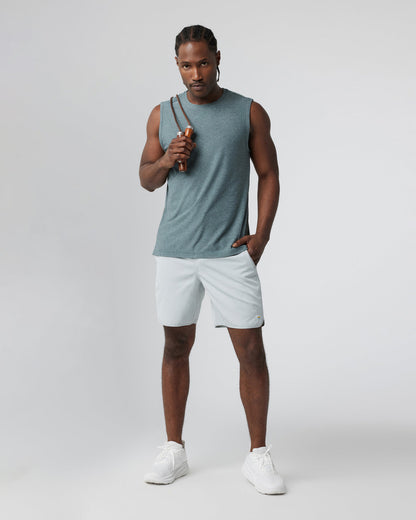 Vuori Banks Short Sky Grey Linen Texture Active Shorts