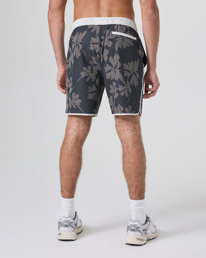 Vuori Banks Short Dark Pewter Plumeria Athletic Shorts