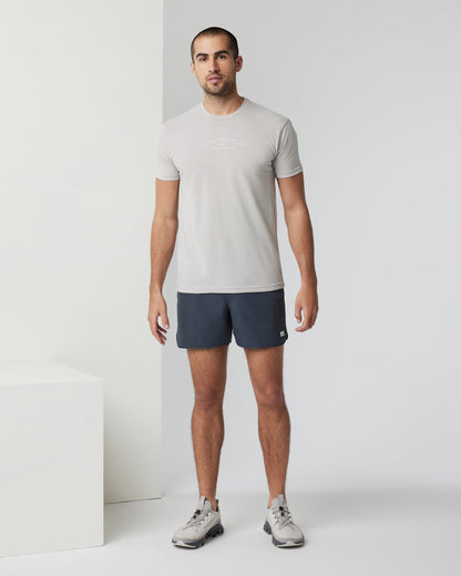 Vuori Banks Short 5" Navy Linen Texture Athletic Shorts