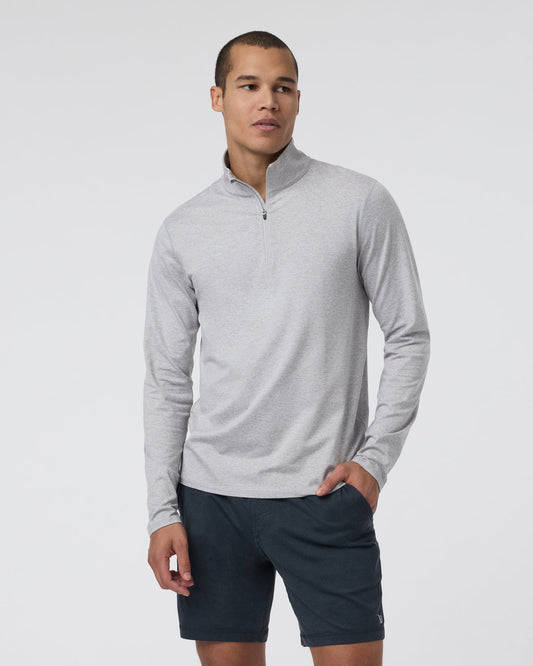 Vuori Ponto Half Zip Mock Neck Light Heather Grey