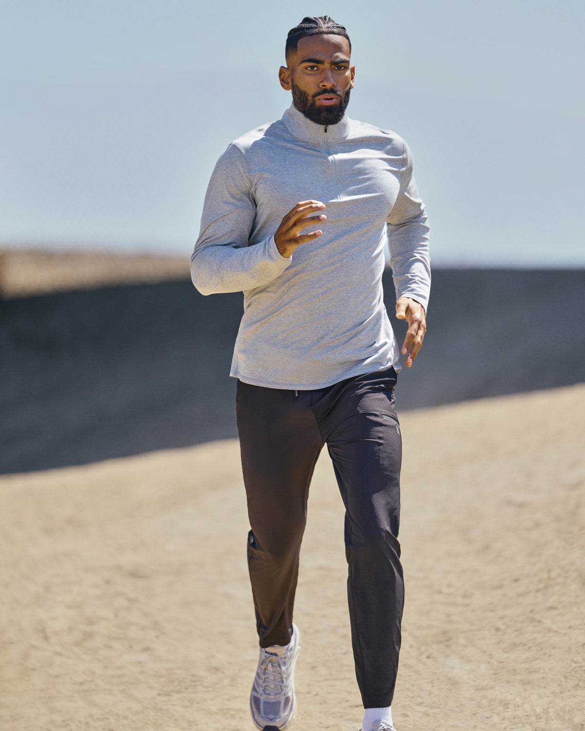 Vuori Ponto Half Zip Mock Neck Light Heather Grey