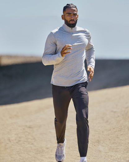 Vuori Ponto Half Zip Mock Neck Light Heather Grey