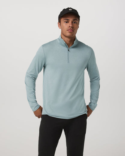Vuori Ponto Half Zip Mock Neck Men's Misty Blue Heather Layer
