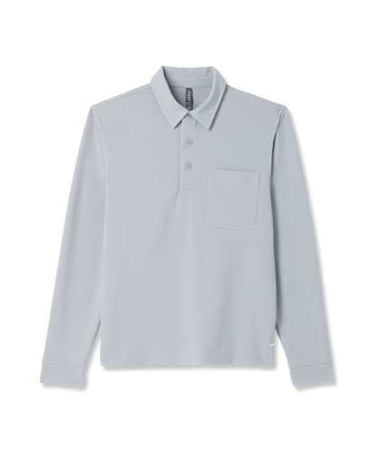 Vuori Long Sleeve Waffle Polo Men's Sea Fog Polo Shirt