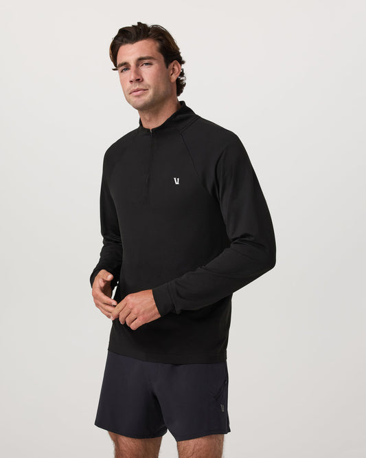 Vuori Clearview Seamless Quarter Zip Men's Black Long Sleeve