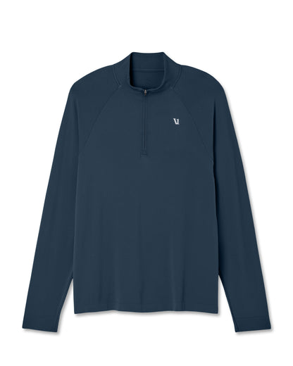 Vuori Clearview Seamless Quarter Zip Ocean Blue Long Sleeve