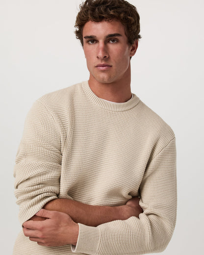 Vuori Denver Waffle Crew Sweater Men's Mushroom Wool Sweater