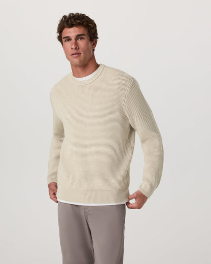Vuori Denver Waffle Crew Sweater Men's Mushroom Wool Sweater