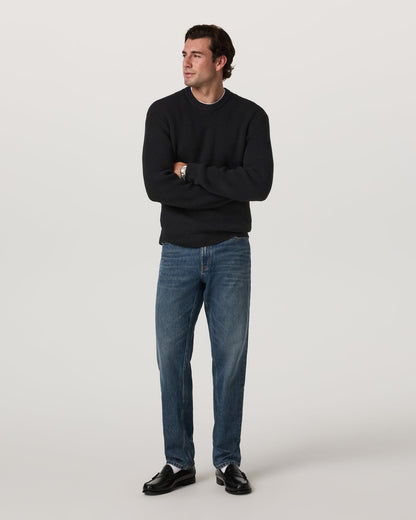 Vuori Denver Waffle Crew Sweater Men's Black Wool Sweater