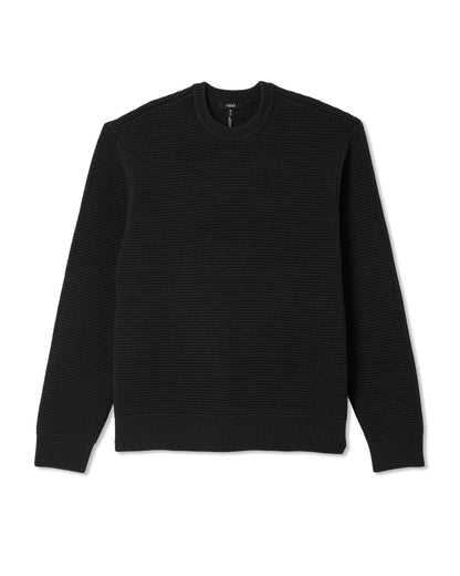 Vuori Denver Waffle Crew Sweater Men's Black Wool Sweater