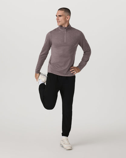 Vuori Ponto 1/2 Zip Mock Neck Men's Huckleberry Heather Top