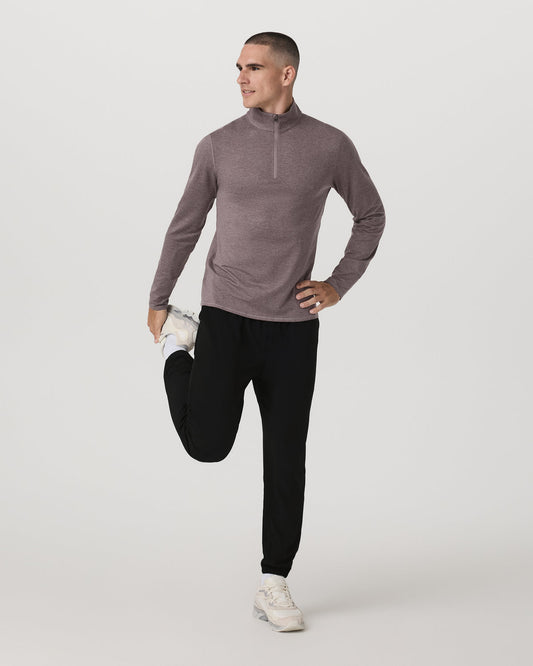Vuori Ponto 1/2 Zip Mock Neck Men's Huckleberry Heather Top
