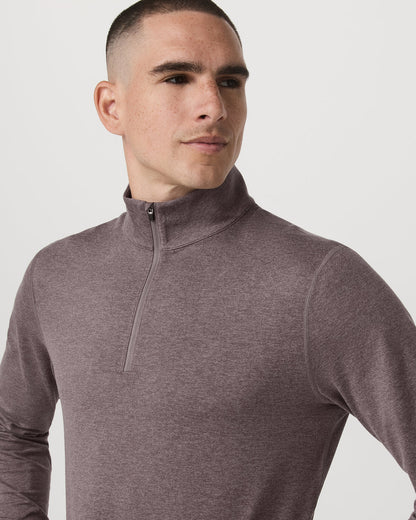 Vuori Ponto 1/2 Zip Mock Neck Men's Huckleberry Heather Top