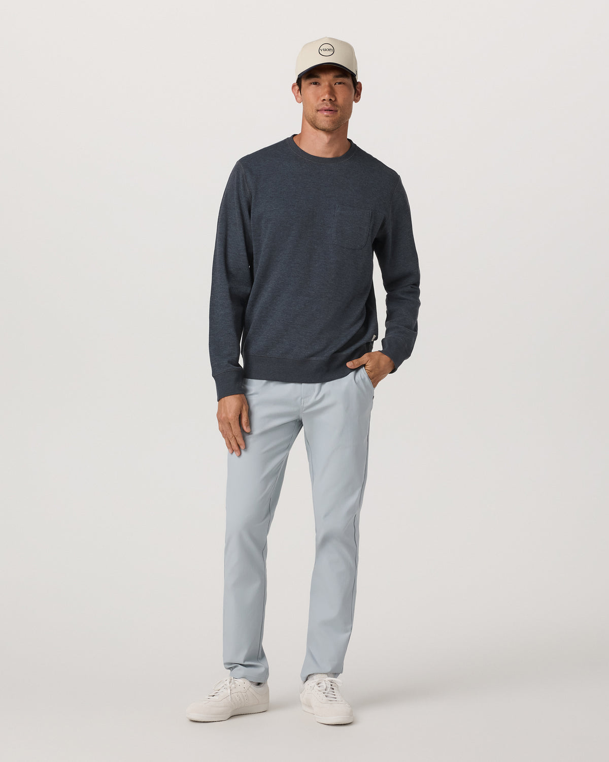 Vuori Jeffreys Crew 2.0 Men's Navy Heather Pullover Crewneck