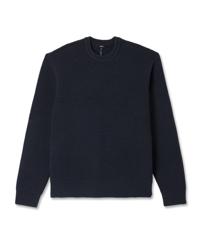 Vuori Denver Waffle Crew Sweater Men's Navy Wool Sweater
