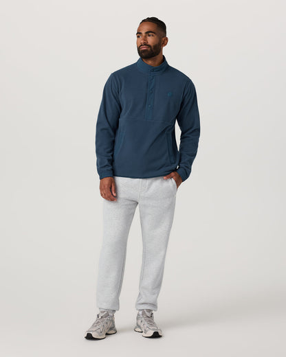 Vuori Aspen 1/2 Snap Men's Ocean Blue Mock-Neck Pullover