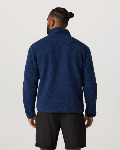 Vuori Alpine Fleece Full Zip Men's Blue Coast Mock Neck Jacket
