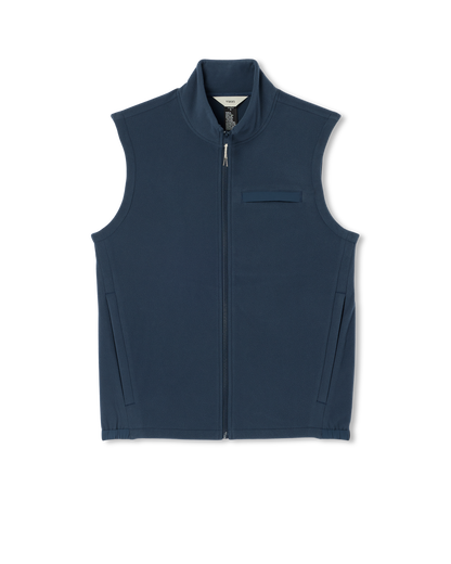 Vuori Aspen Vest Men's Ocean Blue Zip-Up Fleece Vest