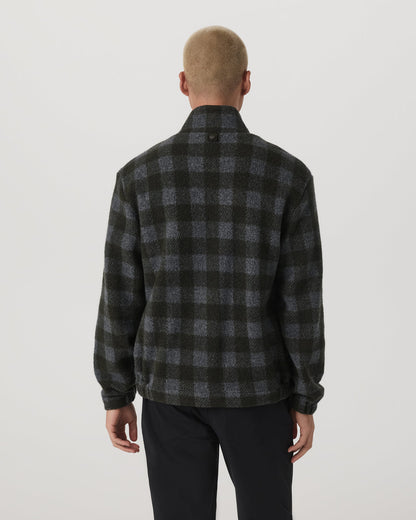 Vuori Ridge Fleece Jacket Men's Olive Plaid Zip-Up