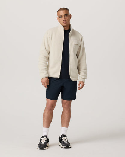 Vuori Alpine Fleece Full Zip Men's Bone Mock Neck Jacket