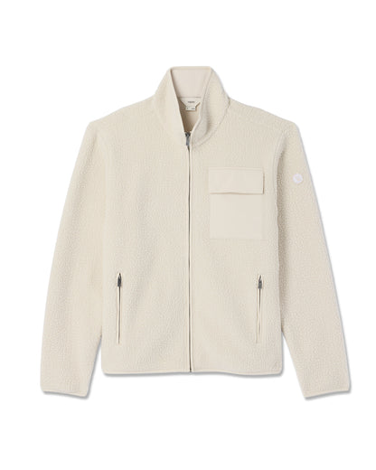 Vuori Alpine Fleece Full Zip Men's Bone Mock Neck Jacket