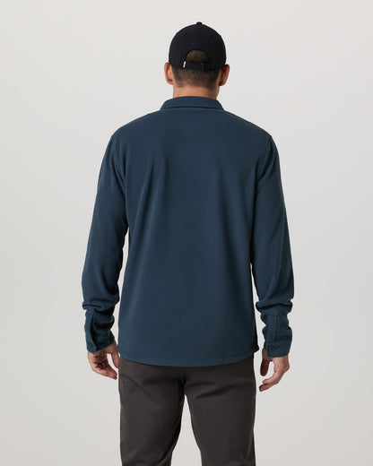 Vuori Aspen Shirt Jacket Men's Ocean Blue Fleece Shirt Jacket