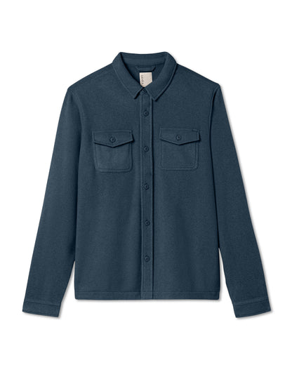 Vuori Aspen Shirt Jacket Men's Ocean Blue Fleece Shirt Jacket